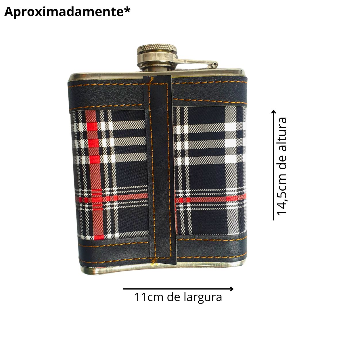Kit Cantil Porta Bebidas 2 Copos E Funil Xadrez/preto Kit Cantil Porta Bebidas 2 Copos E Funil Xadrez/preto